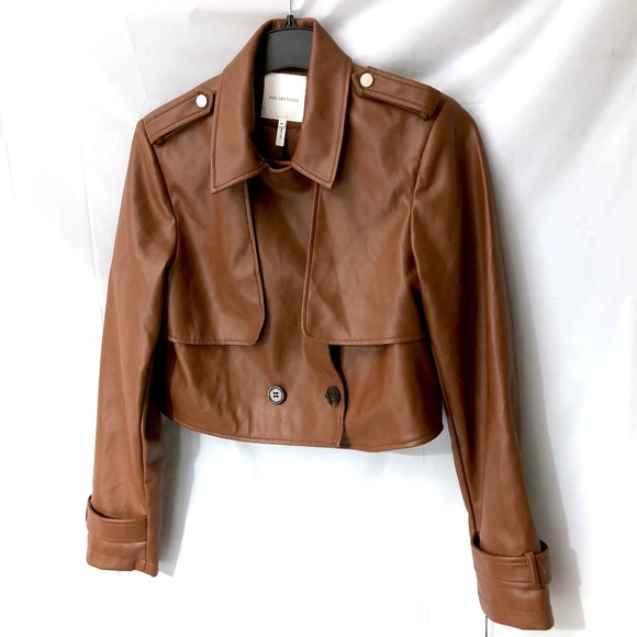 AVEC LES FILLES VEGAN LEATHER CROPPED JACKET NWT SIZE XS